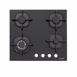 Plaque de cuisson encastrable SILVERLINE CS5407B01 - 60 cm - 4x Foyers à gaz dont un wok - Verre noir - commande frontale - A ...