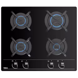 Plaque de cuisson encastrable à gaz Teka -  Nombre de feux : 4 Feux - Largeur : 60 cm - Gaz sur verre Noir - Grandes grilles  ...