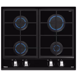 Plaque de cuisson encastrable à gaz Teka GZC 64300 - Gaz sur verre - Verre noir - Facette à l’avant, droite sur le côté et à  ...