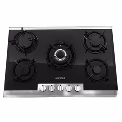 Plaque de Cuisson Encastrable AUXSTAR - Type de plaque: Gaz - Nombre de Foyers: 5 Foyers - Grille: Emaillé - Boutons frontale ...