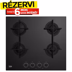 Plaque De Cuisson Encastrable BEKO HILG64225SB 4Feux 60cm - Noir