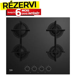 Plaque De Cuisson Encastrable BEKO HILG64225SB 4Feux 60cm - Noir