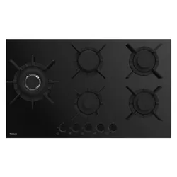 Focus F 80179BS - Plaque gaz 5 feux, 90 cm, avec thermocouple, vitro noir