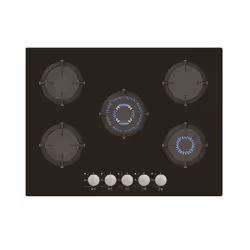 Plaque de cuisson encastrable Simfer - 5 Feux - Largeur 70cm  - Type de gaz GPL 28-30 MBAR - Allumage automatique - Couvercle ...