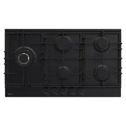 Focus F 8017BS - Plaque gaz 5 feux, 90 cm, avec thermocouple, noir