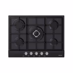 Plaque de cuisson Focus F.478B - Largeur: 70 CM - 5 brûleurs à gaz, l’un triple couronnes - Flamme stabilisée - Grilles et ch ...