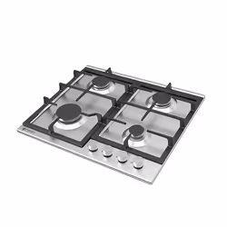 Plaque de cuisson FRANCO encastrable, 4 feux, 60 cm, en fonte. Commandes frontales, allumage automatique,  couleur inox.