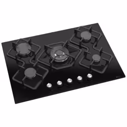 Plaque de cuisson 70 cm - 5 feux à gaz: Brûleur rapide / 2x Brûleurs semi-rapides / Petit brûleur / Brûleur SABAF - Commandes ...