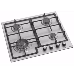 Plaque de cuisson Franco Prestige 60 cm - 4 feux à gaz: Brûleur rapide / 2x Brûleurs semi-rapides / Petit brûleur - Commandes ...