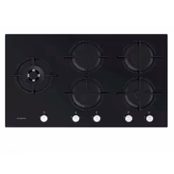 Plaque de cuisson Ariston AGS 92S/BK HOB AI - 5 brûleurs à gaz - Type de réglage de contrôle : Bouton - Matériau de la surfac ...