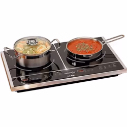 Plaque de cuison Induction , pose libre, touches sensitives , 2 feux , 3400w , Minuterie , Vitro Noir résistant aux rayures