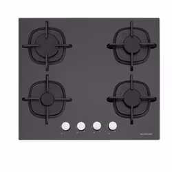 Table de cuisson Silverline- Nombre de feux: 4 -Largeur: 60 cm-  Allumage integré - Bruleurs en fonte - Grilles en fonte - Sé ...