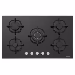Table de cuisson Silverline- Nombre de feux: 5 - Largeur : 90cm - Allumage intégré Brûleurs en fonte Grilles en fonte Sécurit ...