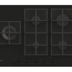 Plaque Encastrable ROSIERS 5 FEUX à GAZ EN VERRE / 75CM / Noir