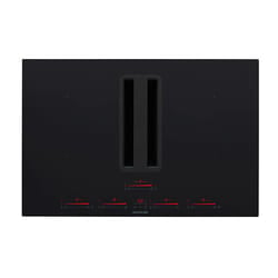Plaque Induction Silverline 7110.80 80 cm Verre Noir 4 foyers avec Hotte Integree 648 m³/h