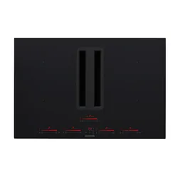 Plaque Induction Silverline 7110.80 80 cm Verre Noir 4 foyers avec Hotte Integree 648 m³/h