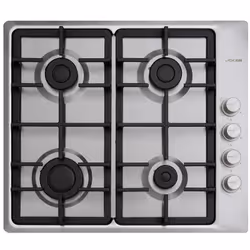 Plaque Inox Joker 60cm - 4 bruleur à gaz thermocouple - Grilles et chapeaux de bruleurs en fonte - Panneau de contrôle latéra ...