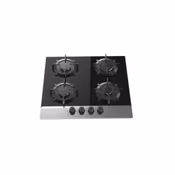 PLAQUE INOX JOKER 4 Feux - Vitro noir/Inox 60CM - Verre trempé 8 mm, Inox - 4 brûleurs à gaz - Brûleur 1: 1 KW - Brûleur 2: 1 ...