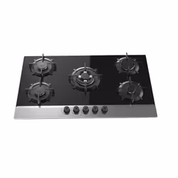 PLAQUE INOX JOKER 5 Feux - Vitro noir/Inox 90CM - Verre trempé 8 mm, Inox - 4 brûleurs à gaz - Brûleur 1: 1 KW - Brûleur 2: 1 ...