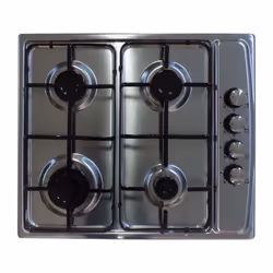 Plaque de cuisson encastrable StarOne - 4 Feux - Couleur Inox - Allumage directe à main - Grilles et chapeaux de brûleurs éma ...