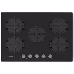 Plaque de cuisson encastrable Nardi LG756AVN.T001 - 70 cm - 5x Foyers à gaz - en verre noir - Grilles et chapeaux en fonte -  ...