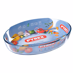 Cocotte Ovale Pyrex - Taille : 3 L - Dimension : 35 x 24 cm - Matériau : Verre - Compatible four  - Compatible micro-onde - R ...
