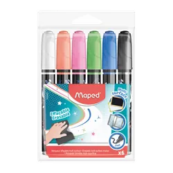 Pochette 6 Marqueur MAPED Peinture Effaçable -(743557)