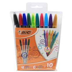 Pochette de 10 Stylos Bic 6 Fashion 1.2mm + 4 Original 1.0mm Assorties