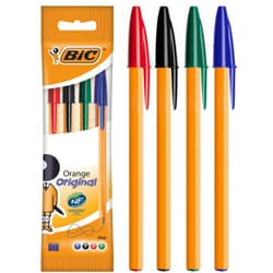Pochette de 4 Stylos Bic Orange Fine 0.8 mm Assorties