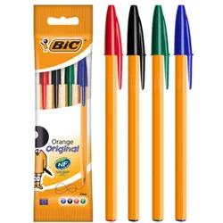 Pochette de 4 Stylos Bic Orange Fine 0.8 mm Assorties