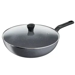 Poêle TEFAL Wok Natura avec Couvercle 28cm - Noir