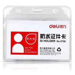 Porte badge PVC horizontal DELI 90X54 mm- E5758 -PQ/50