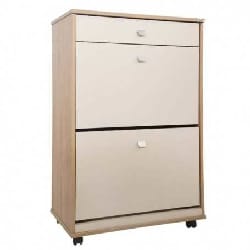 Porte chaussures PM STRATIFIÉ 2 portes + 1 tiroirs stockage SOTFAB