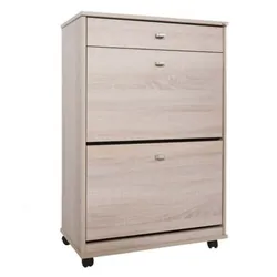 Porte chaussures PM STRATIFIÉ 2 portes + 1 tiroirs stockage SOTFAB