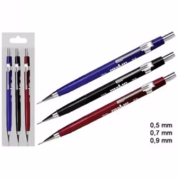 : Canon fixe (longueur 4mm).Corps plastique, embase antiglisse.Embout gomme, avec tige pousse-mines.Clip poche et poussoir mé ...