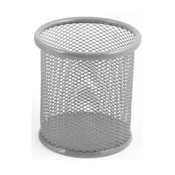 Pot à Stylos Rond en Métal - Gris