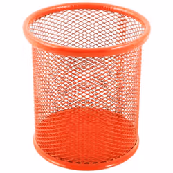 Pot à Stylos en Métal - Forme: Rond - Utilisé pour ranger tous vos crayons et stylos sur votre bureau - Matériau: Maillon mét ...