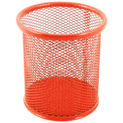 Pot à Stylos Rond en Métal - Orangé