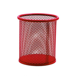 Pot à Stylos Rond en Métal - Rouge