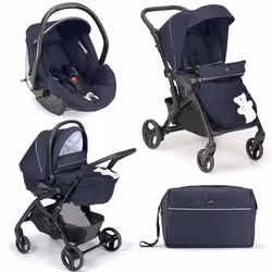 Poussette Bébé Cam Trio Fluido Easy Romantic Bleu