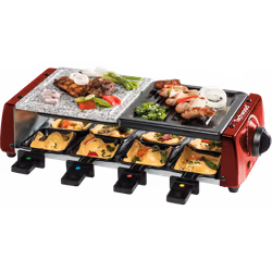 Raclette-Grill-Plancha-Pierre de Cuisson TECHWOOD 1200 W -Rouge (TRGP-885)