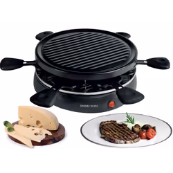 Raclette Grill SWISSCOOK - Adapté pour 6 personnes - 6 Poêlons - Puissance: 800W - forme: Ronde - Antiadhésif - Nettoyage fac ...