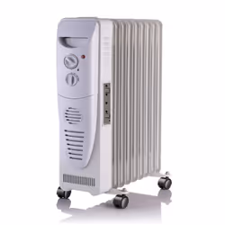 Radiateur bain d'huile 9 éléments - Puissance: 2000 Watts - niveau e chaleur: 3 niveaux - Thermostat manuel - Protection cont ...