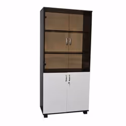 Rangement Haut 2 Portes Str + 2 Portes Vitre - 4 Porte - Dimension : H90 x L200 x P42 cm - Couleur:  Blanc et Noir