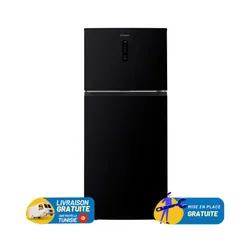 Refrigerateur Candy INVERTER Double Portes 420 Litres No Frost / Noir Miroir avec afficheur