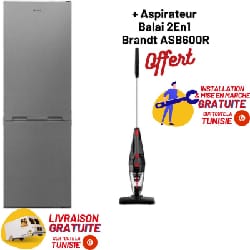 Réfrigérateur Combiné BRANDT 380 Litres NoFrost Silver (BCT8620X)