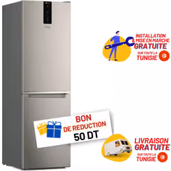 Réfrigérateur WHIRLPOOL combiné 6é sens - NoFrost - LED éclairage - Température ajustable - Durée de conservation en cas de p ...