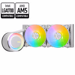 Refroidisseur De processeur Gamer MSI MAG CORELIQUIDE E240 / Blanc - Compatibilité: INTEL: LGA1150/1151/1155/1156/1200/1700 ; ...