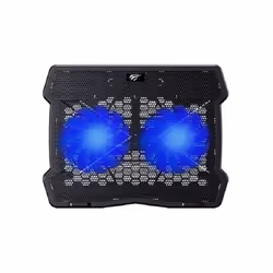 Refroidisseur d'ordinateur portable à effet de lumière bleue LED - 2 ventilateurs puissants - Le radiateur pour ordinateur po ...