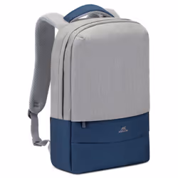 Sac à dos anti-vol pour pc portable 15.6" RivaCase 7562 - Couleur Gris et Bleu - Sac à dos élégant en matière résistant à l'e ...